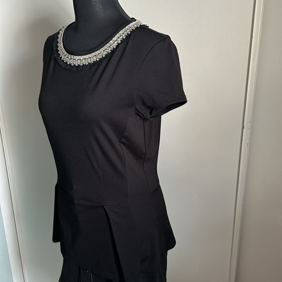 Banana Republic Dressy Jewel Embellished Neck Tailored Peplum Blouse - Picture 8 of 11